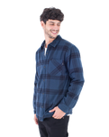 The Hurley Mens Portland Sherpa Lined Flannel Shirt in Armored Navy 2