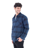 The Hurley Mens Portland Sherpa Lined Flannel Shirt in Armored Navy 2