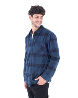 The Hurley Mens Portland Sherpa Lined Flannel Shirt in Armored Navy 2