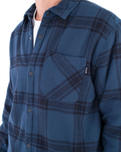 The Hurley Mens Portland Sherpa Lined Flannel Shirt in Armored Navy 2