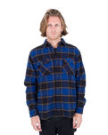 The Hurley Mens Santa Cruz Shoreline Flannel Shirt in Blue Void