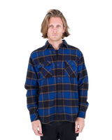 The Hurley Mens Santa Cruz Shoreline Flannel Shirt in Blue Void