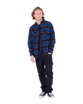 The Hurley Mens Santa Cruz Shoreline Flannel Shirt in Blue Void