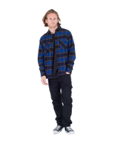 The Hurley Mens Santa Cruz Shoreline Flannel Shirt in Blue Void