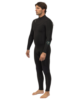 The Vissla Mens New Seas 5/4mm U-Zip Wetsuit in Black 2