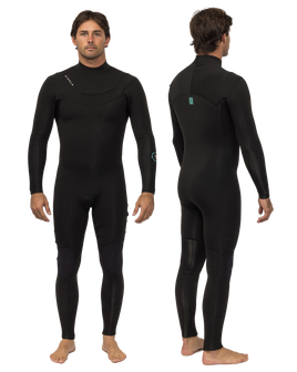 The Vissla Mens New Seas 5/4mm U-Zip Wetsuit in Black 2