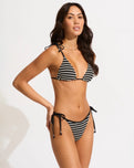 Mesh Effect Slide Tri Bikini Top in Black