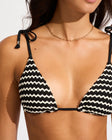 Mesh Effect Slide Tri Bikini Top in Black