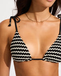 Mesh Effect Slide Tri Bikini Top in Black