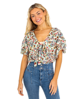 The Free People Womens Call Me Later Printed Bodysuit in Sweet Combo