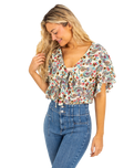 The Free People Womens Call Me Later Printed Bodysuit in Sweet Combo