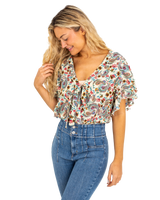 The Free People Womens Call Me Later Printed Bodysuit in Sweet Combo