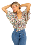 The Free People Womens Call Me Later Printed Bodysuit in Sweet Combo