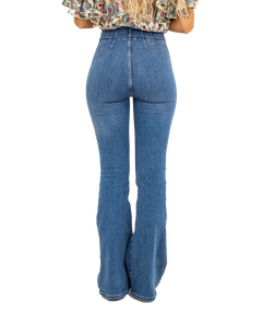 The Free People Womens Jayde Flare Jeans in Sunburst Blue
