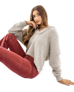 The Free People Womens Marlie Jumper in Pebble