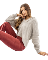 The Free People Womens Marlie Jumper in Pebble