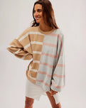 Uptown Stripe Jumper in Camel Grey