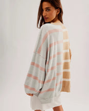 Uptown Stripe Jumper in Camel Grey