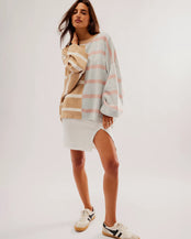 Uptown Stripe Jumper in Camel Grey