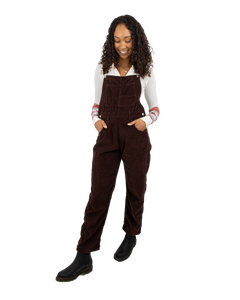 The Free People Womens Ziggy Corduroy Dungarees in Buckworth Brown