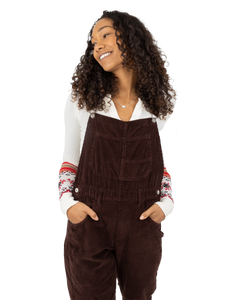 The Free People Womens Ziggy Corduroy Dungarees in Buckworth Brown