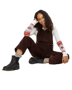 The Free People Womens Ziggy Corduroy Dungarees in Buckworth Brown