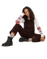 The Free People Womens Ziggy Corduroy Dungarees in Buckworth Brown