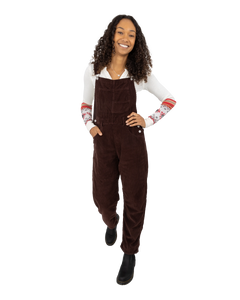 The Free People Womens Ziggy Corduroy Dungarees in Buckworth Brown