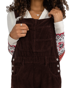 The Free People Womens Ziggy Corduroy Dungarees in Buckworth Brown