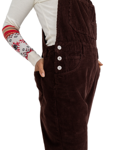 The Free People Womens Ziggy Corduroy Dungarees in Buckworth Brown