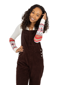 The Free People Womens Ziggy Corduroy Dungarees in Buckworth Brown