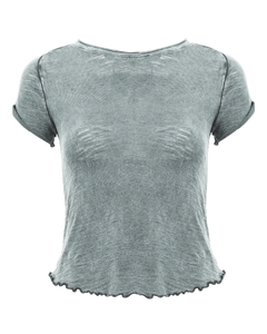 The Free People Womens Be My Baby T-Shirt in Washed Army