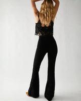 Jayde Cord Flare Trousers in Black