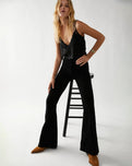 Jayde Cord Flare Trousers in Black