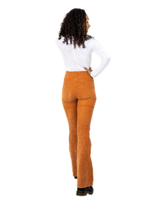 The Free People Womens Jayde Cord Flare Trousers in Cognac