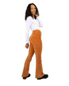 The Free People Womens Jayde Cord Flare Trousers in Cognac