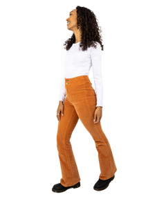 The Free People Womens Jayde Cord Flare Trousers in Cognac