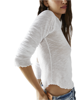 The Free People Womens Be My Baby Long Sleeve T-Shirt in Ivory