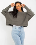 The Free People Womens East Street Crop Jumper in Dried Basil