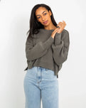 The Free People Womens East Street Crop Jumper in Dried Basil