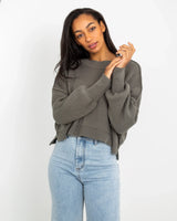 The Free People Womens East Street Crop Jumper in Dried Basil