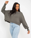 The Free People Womens East Street Crop Jumper in Dried Basil