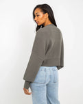 The Free People Womens East Street Crop Jumper in Dried Basil