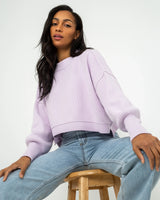 The Free People Womens East Street Crop Jumper in Frost Lavender