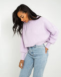 The Free People Womens East Street Crop Jumper in Frost Lavender