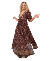 The Free People Womens Lysette Maxi Dress in Chocolate Combo