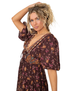 The Free People Womens Lysette Maxi Dress in Chocolate Combo