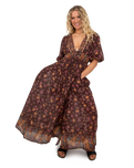 The Free People Womens Lysette Maxi Dress in Chocolate Combo