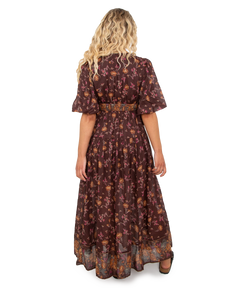 The Free People Womens Lysette Maxi Dress in Chocolate Combo