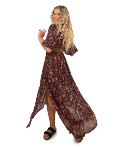 The Free People Womens Lysette Maxi Dress in Chocolate Combo